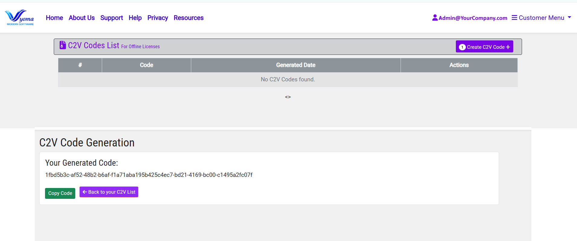 Generate License Code Form