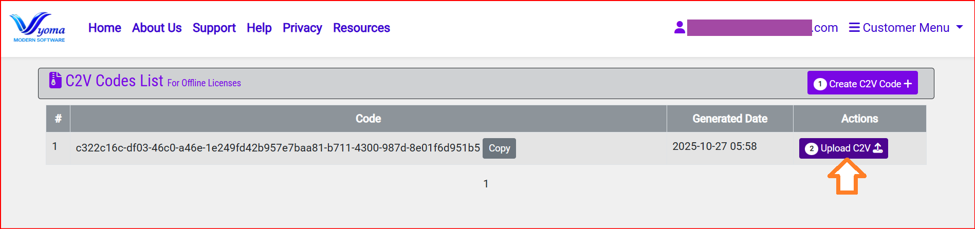 Upload C2V File Button