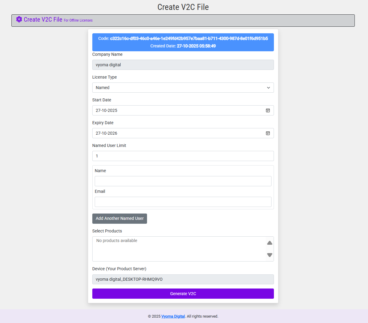 SaaS Portal  V2C Form 