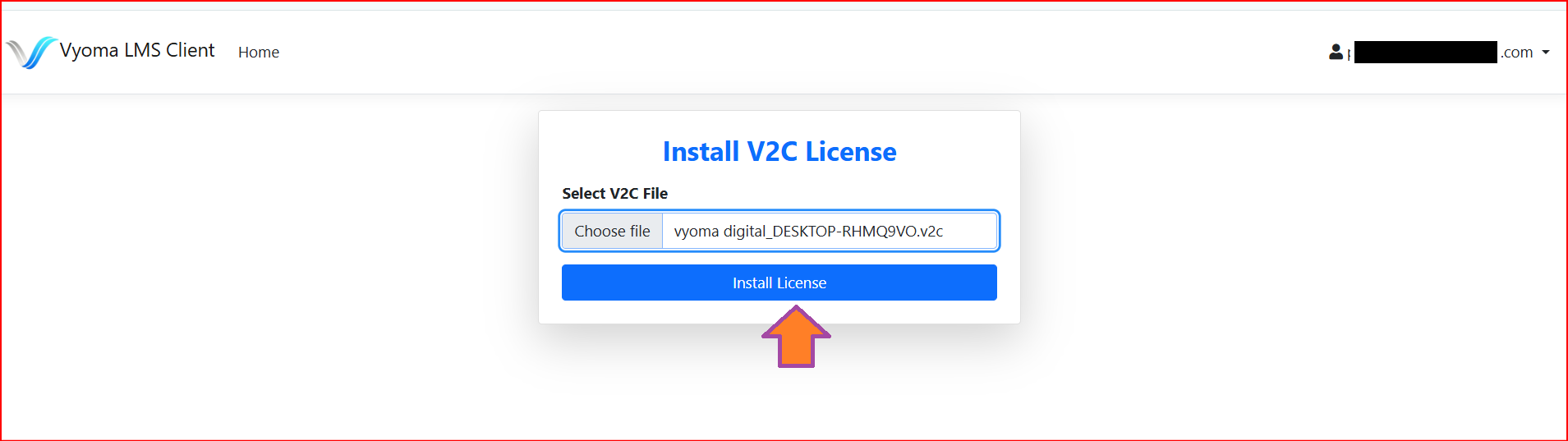 Client App showing License Activated confirmation